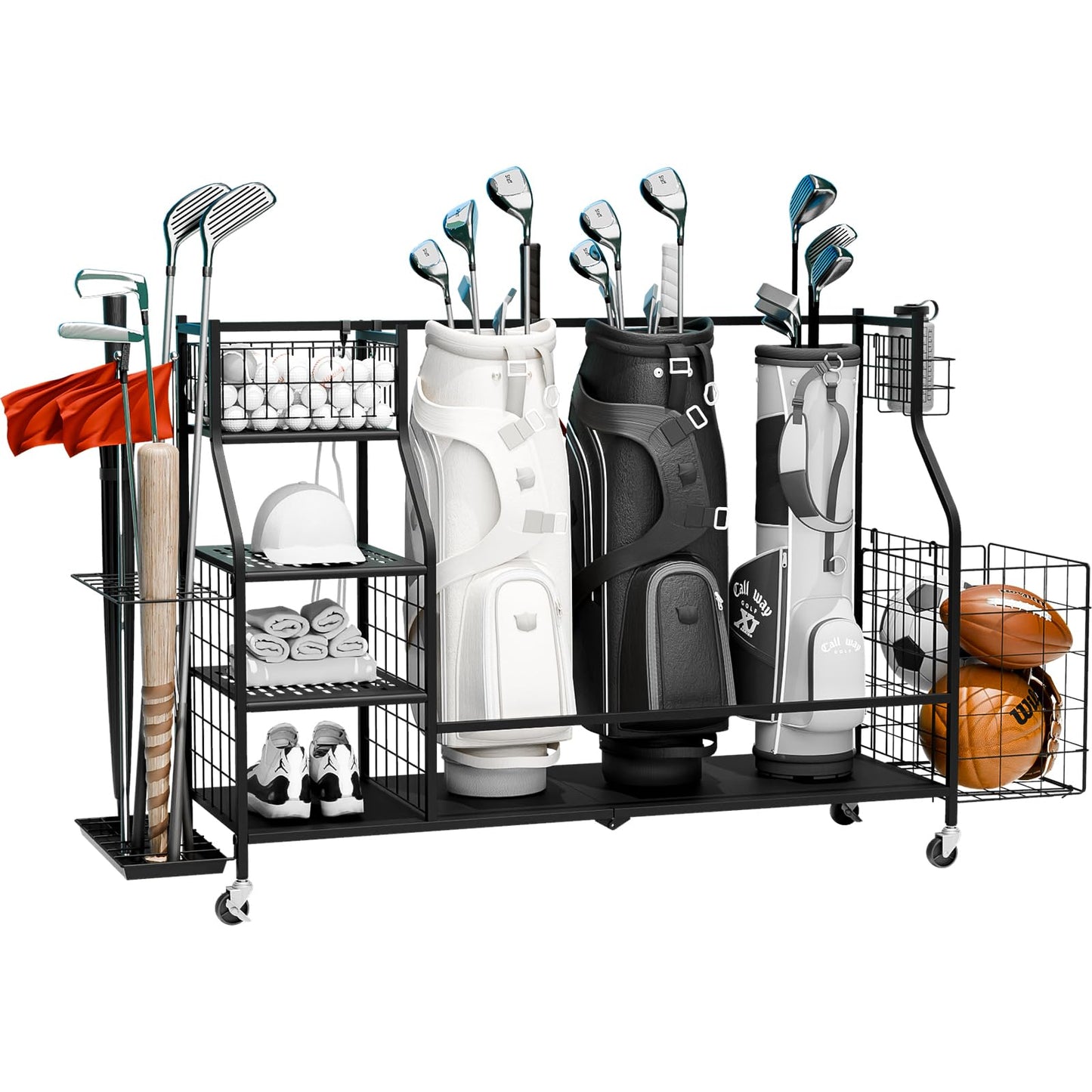 Golf Bag Storage Organizer 3 Golf Bags