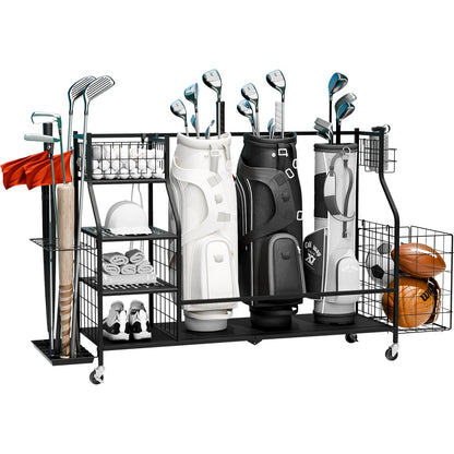 Golf Bag Storage Organizer 3 Golf Bags